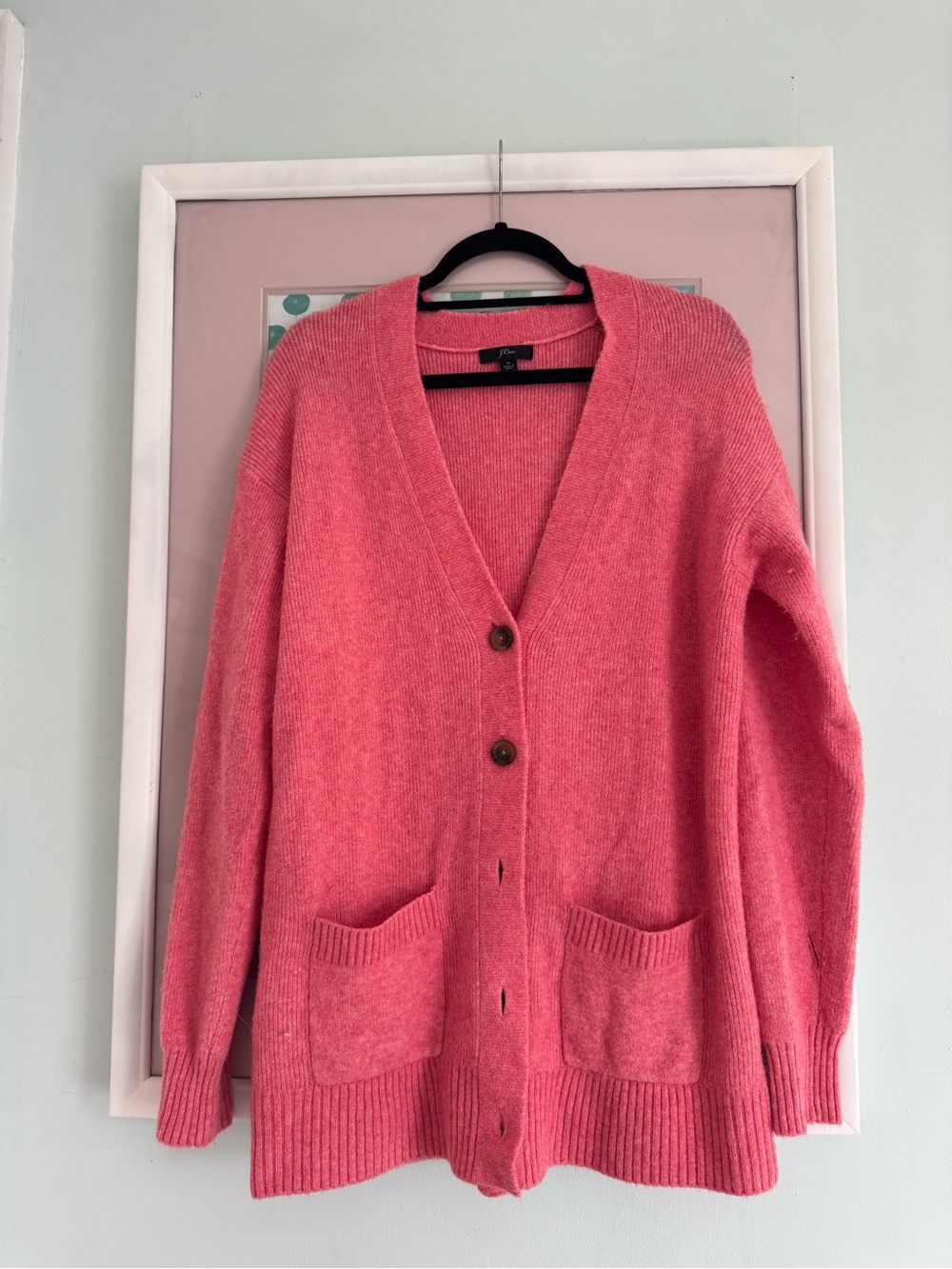 J. Crew Coral Pink Button Cardigan with Pockets